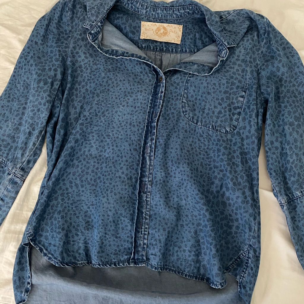 Denim Leopard Print Button Down